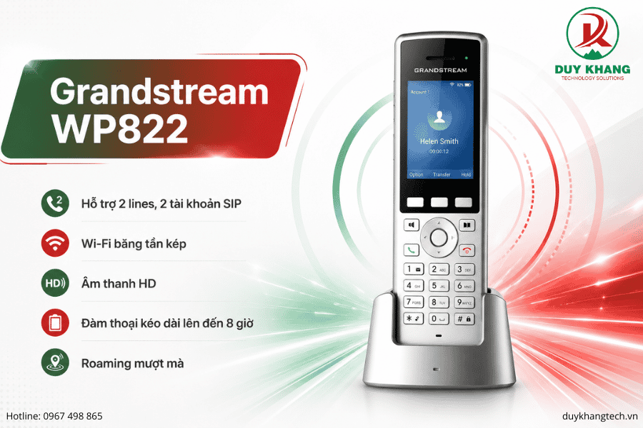 Grandstream WP822 mang đến chất lượng âm thanh HD chuẩn AEC - Duy Khang
