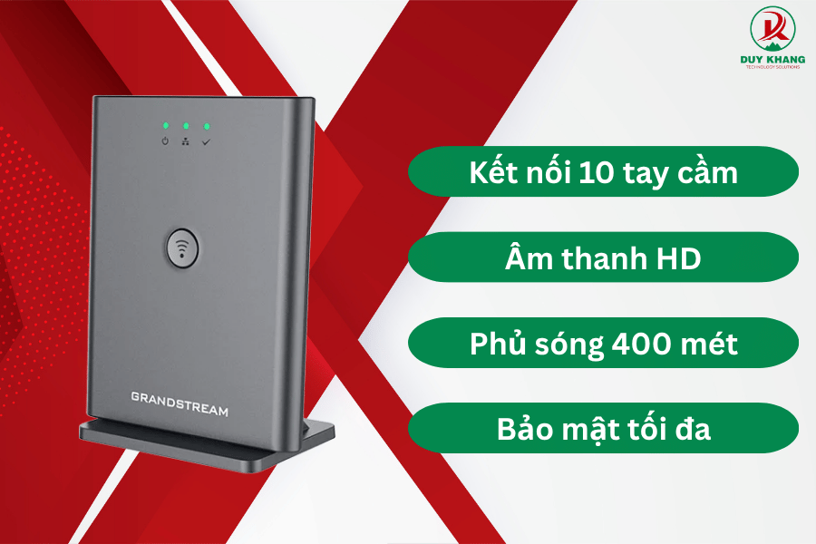 Trạm phát DECT IP Grandstream DP755 cho phép kết nối 10 tay cầm cùng lúc - Duy Khang