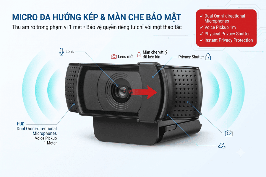 Webcam Doanh Nghiệp Logitech C920e - Duy Khang Tech