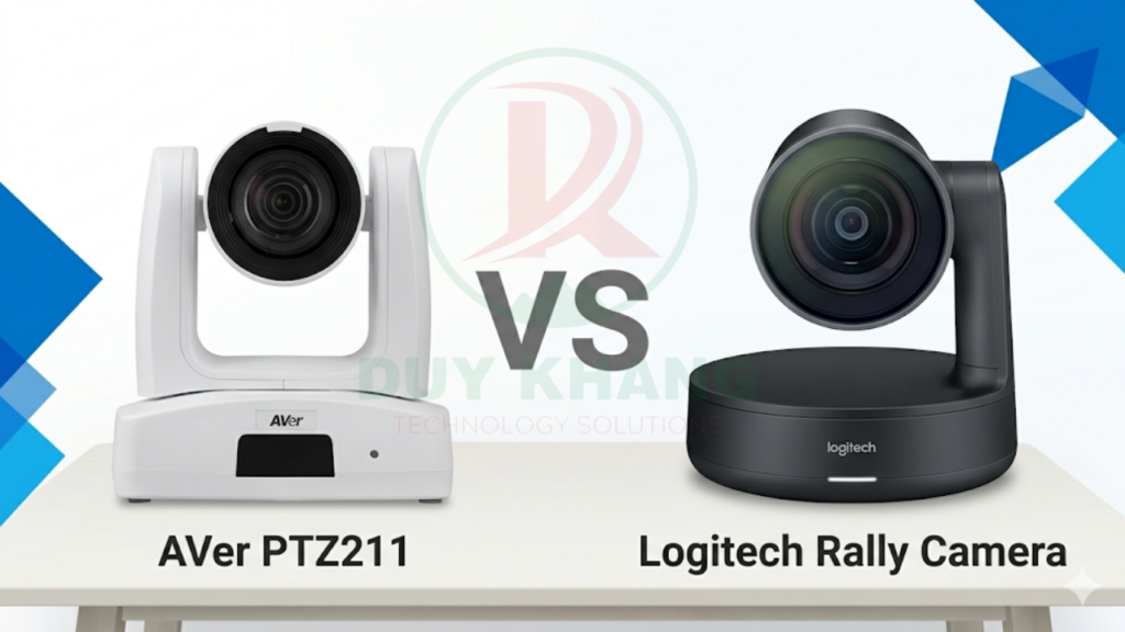 Camera hội nghị Aver PTZ211 - So sánh Aver PTZ211 và Logitech Rally Camera