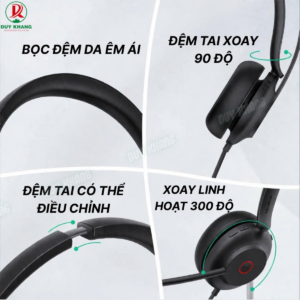 Tai nghe Yealink UH35 Dual với đệm tai êm ái xoay linh hoạt 90 và 300 độ